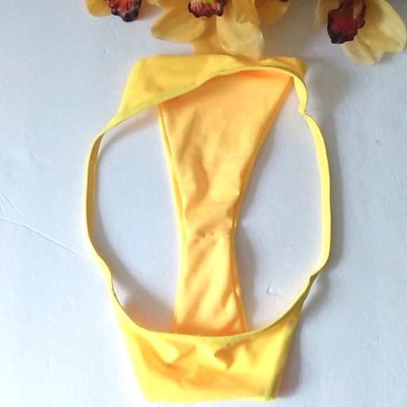 YELLOW HIGH-CUT STRING HIPSTER BIKINI BOTTOMS SIZE MEDIUM NWOT - Picture 4 of 6